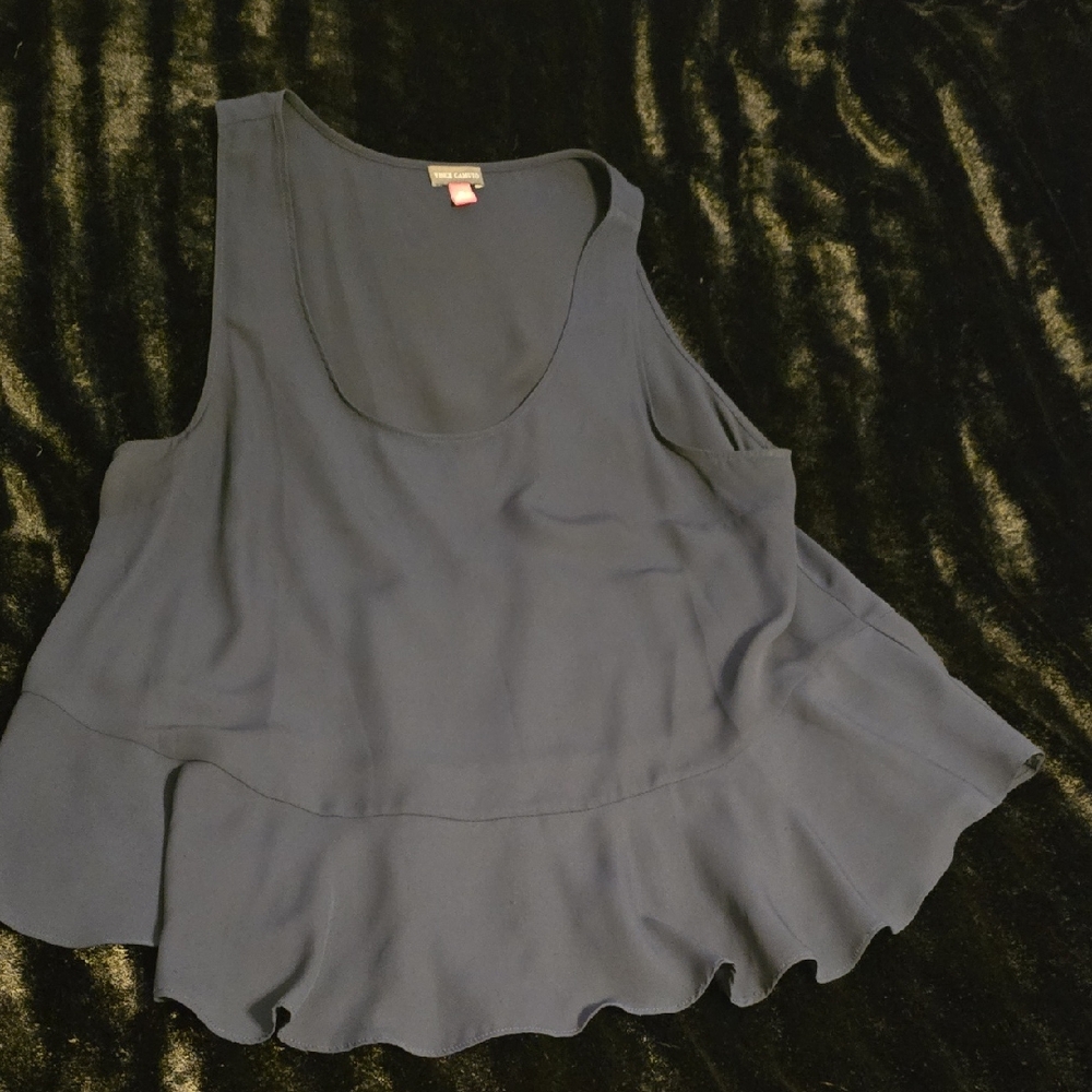 Vince Camuto Navy Ruffle Hem Tank Top